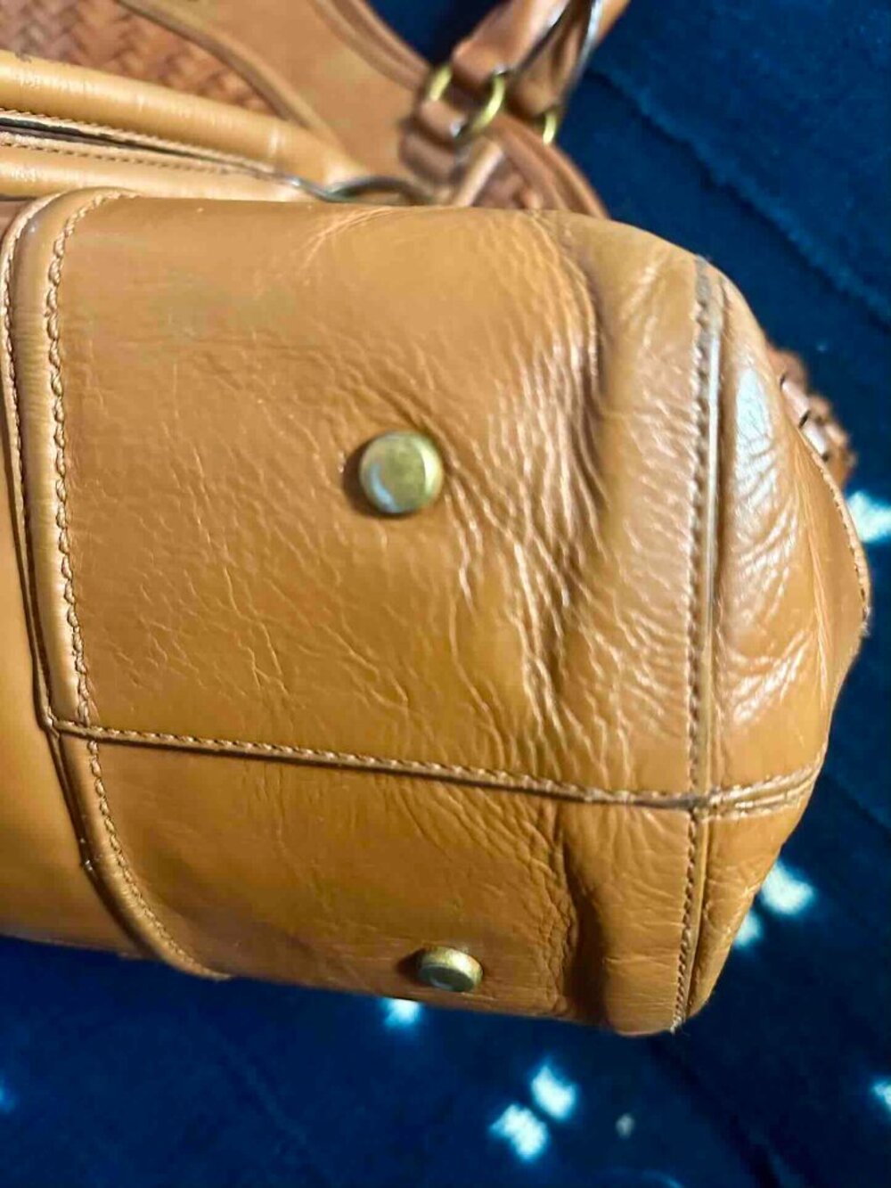 XL Vintage Cole Haan Genevieve Satchel laptop compartment Florentine leather - Picture 4 of 11